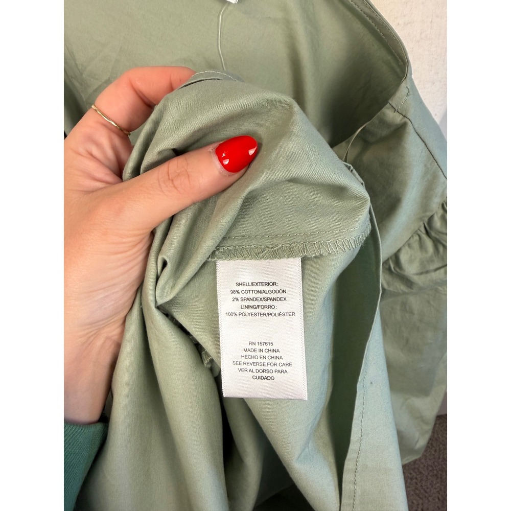 NEW Bailey 44 Sage Green Puff Sleeve Button Front A-Line Dress NWT Size L - Picture 9 of 9